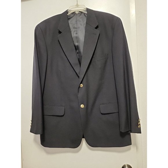 Vintage Jeremy Cobb Esquire Wool Blazer, Size 44R Black with Gold Buttons - Picture 1 of 11